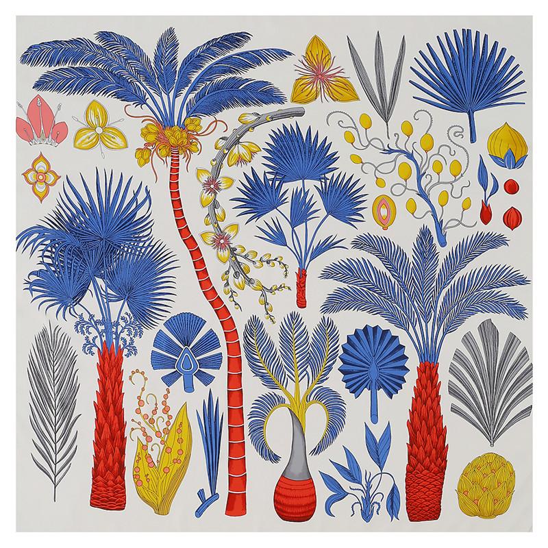 POBING Silk Scarf Women Large Shawls Tree Print Stoles Square Bandana Luxury Kerchief Hijab Scarf Female Foulards 130CM