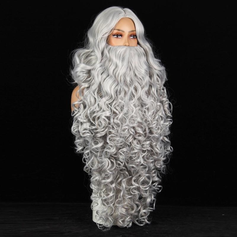 Santa Fancy Dress Costume Santa Clauses Wig and Beard Set for Cosplay Christmas