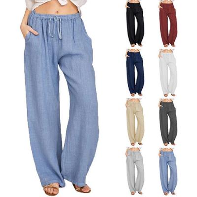 2025 European And American New Casual Cotton And Linen Women'S Loose Yoga Pants