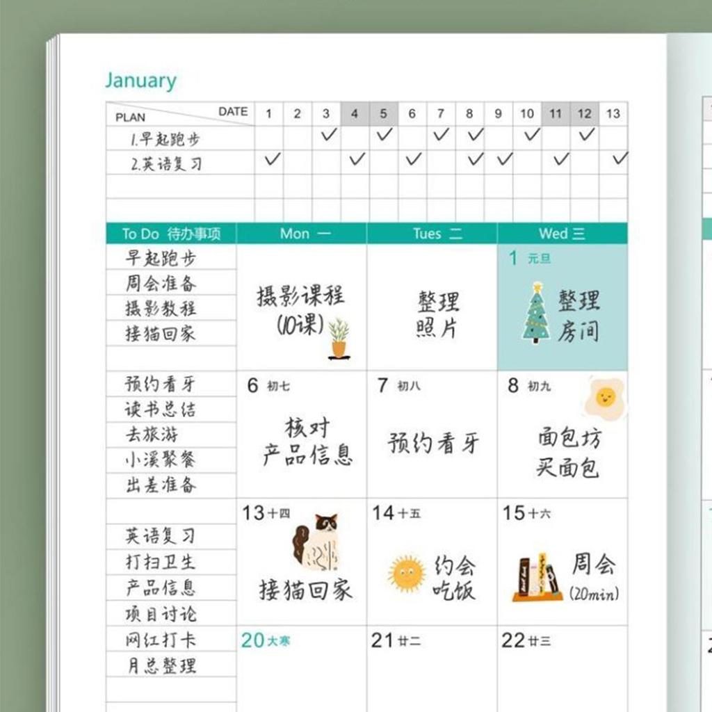 2025 Business Schedule, Student Daily Planner, Thickened Planner, Record Book, Notepad, Notebook, Memo, 200 Sheets, 400 Pages