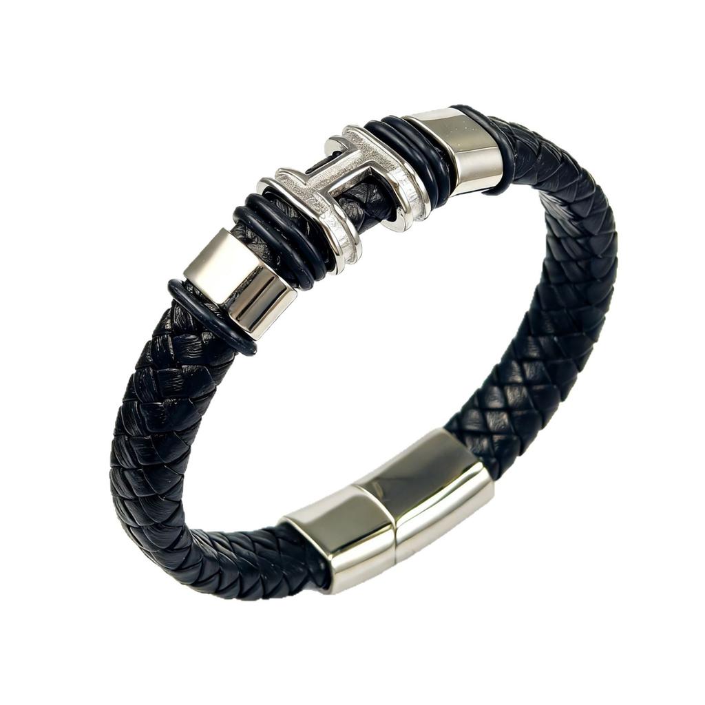 2026 Bracciale da Uomo in Pelle Europeo e Americano Braccialetto Intrecciato Personalizzato alla Moda Braccialetto Semplice Personalizzato