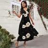 Women's Casual And Fashionable Floral Print V-Neck Sleeveless Dress Sleeveless Dress