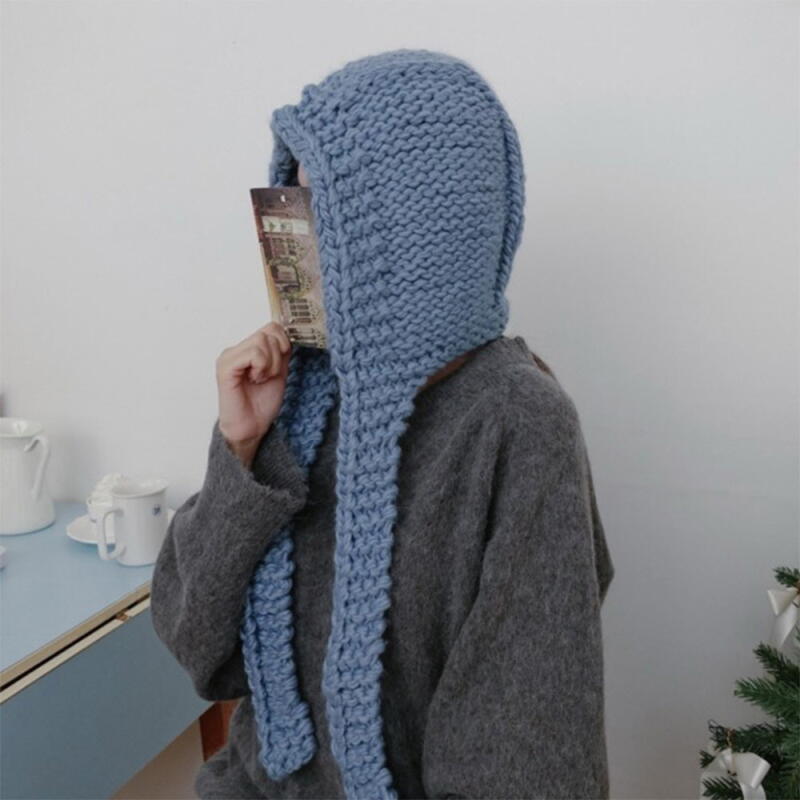 Women's Patchwork Knit Hoodie Balaclava Beanie