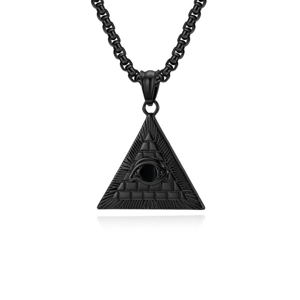 Antico Egitto Triangolo Piramide Occhio di Horus Acciaio al Titanio Collana Nicchia Personalità Usura Letteraria Protezione del Corpo Ciondolo