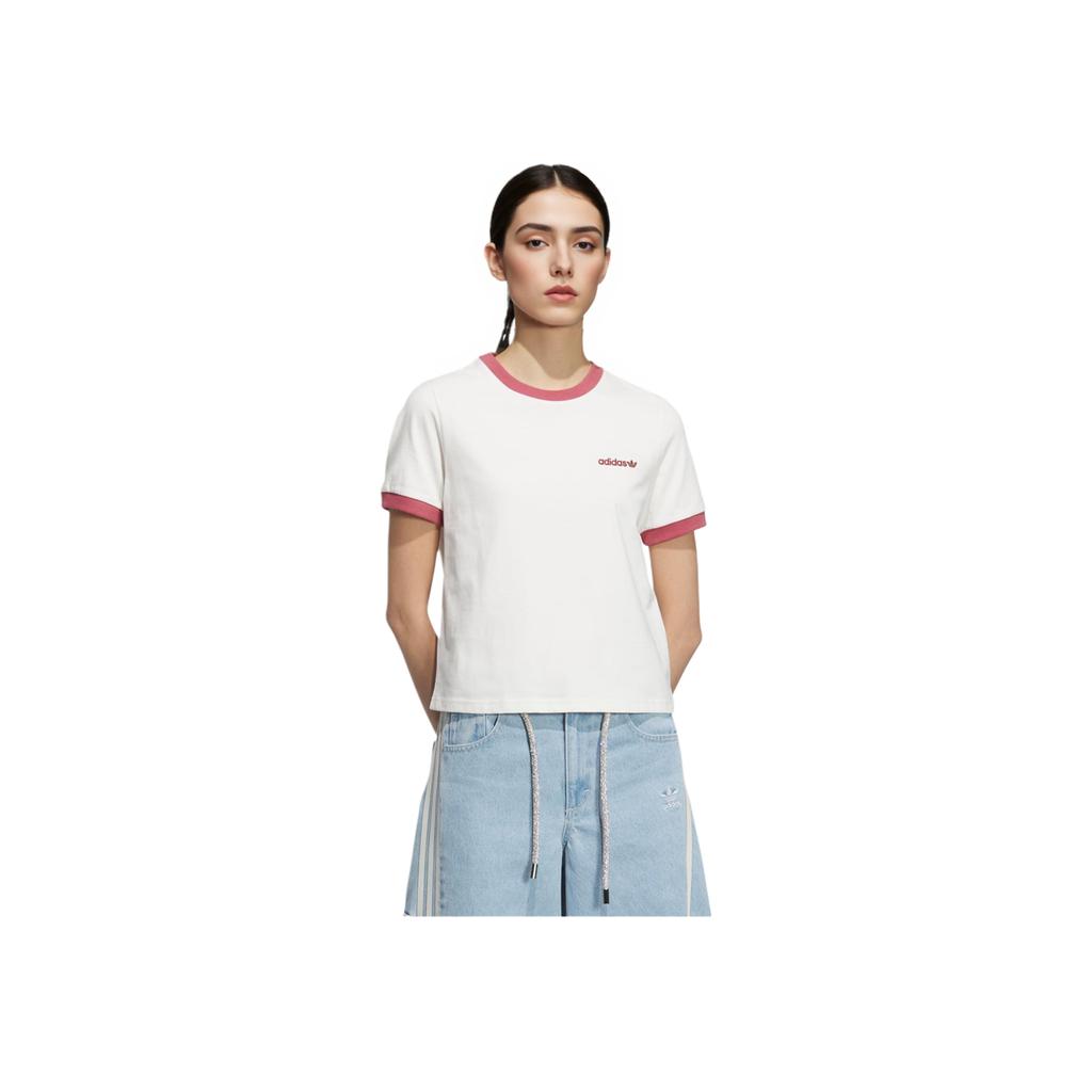 Adidas Originals Retro Camp Graphic Simple Round Neck Pullover Short Sleeve T-Shirt Women T-Shirts White JM7972