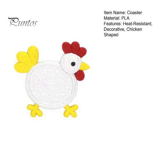 Heat Insulation Coaster Cute Chicken Coaster, 3D Printed Reusable Drink Animal Table Protection Mat for Home Office Use Decorative Countertop