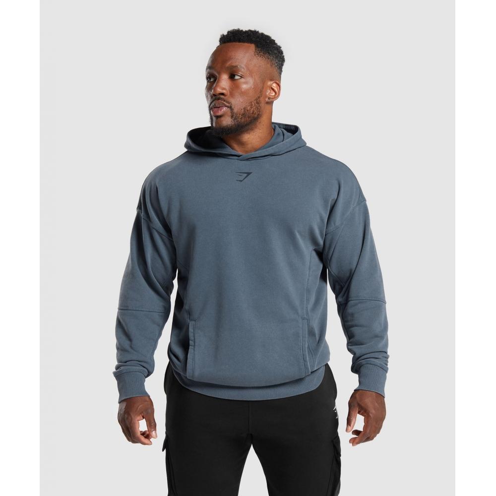 Gymshark Heritage Washed Hoodie Titanium Blue A4a7j Ucms
