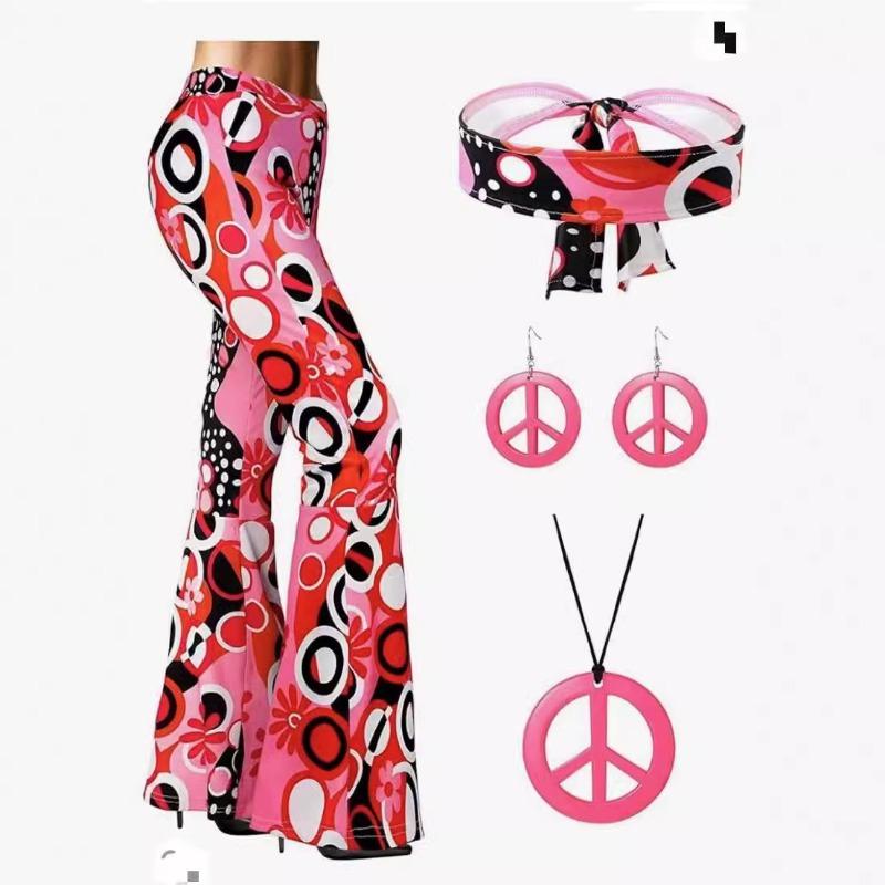 Girls Fashion Trend Printed Hip Hop Style Flared Pants Plus Headwear