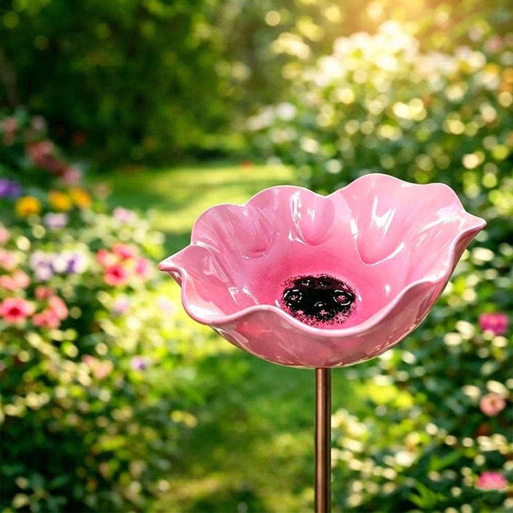 

Ground Insert Metal Flower Garden Stake Iron Floral Sculpture Bee Watering Station Garden Lawn рожевий