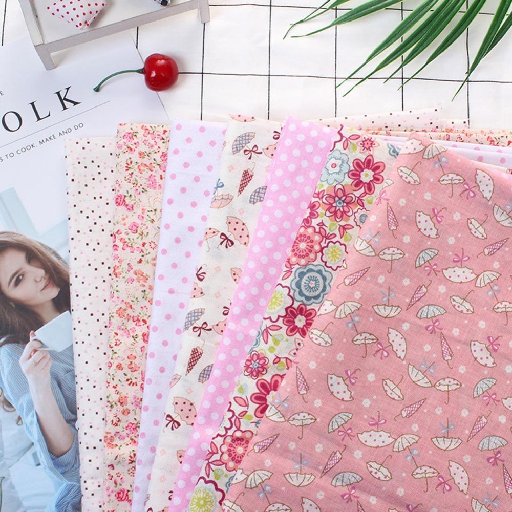 7 Stück Patchwork-Stoff 50*50CM Rosa Baumwollstoff Blumenmuster Weicher Blumenstoff Leinwandbindung Patchwork-Stoff Handgemachte Bastelarbeiten