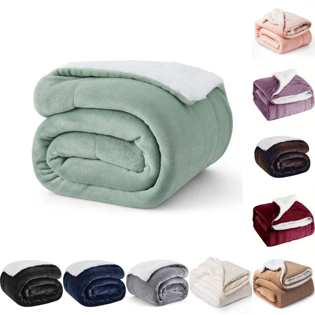 Solid Thick Color Polyester Plush Blanket With Double Layer Warmth For Use Sleep