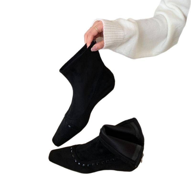 Y Koreanischer Wildleder Kurzschaft Dünne Stiefel Damen 2025 Herbst Neu Temperament Vielseitige Ritter Stiefeletten