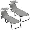 Folding Sun Lounger 2 Pcs Gray 190 X 57 X 81 Cm Oxford