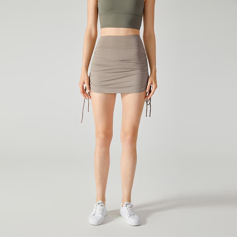 2025 Spicy Girl Style High-Waist Pleated Skirt Yoga Pants with Hip-Lifting Drawstring for Fitness