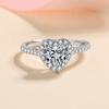 S925 Silver Moissanite Ring with Heart-Shaped Inlay One Carat Moissanite Diamond Factory