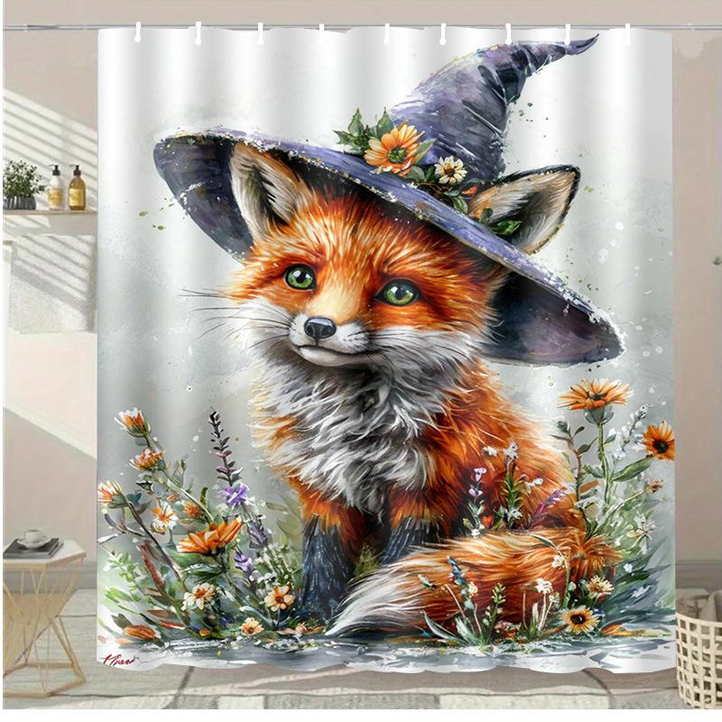 Cat Forest Washable Dirt-Resistant Shower Curtain Shower Head waterproof Polyester Bath Curtain For Home Decor Accessories