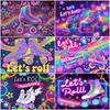 Roller Skating Shoes Theme Birthday Party Decoration Banner 80s 90s Neon Lights Rainbow Disco Background Photography Backdrop