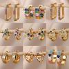 Rainbow Zircon Earrings for Women Zirconia Stainless Steel Hoop Earring 2023 New Trending Luxury Aesthetic Jewelry Aretes Mujer