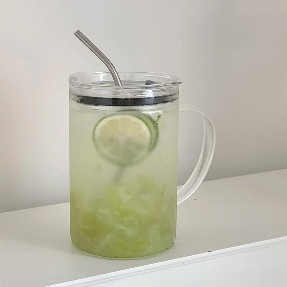Large Capacity Glass Cup with Lid and Straw, Heat-resistant for Summer, Perfect Gift for Men and Women