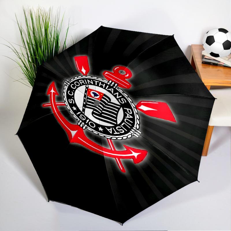 Sport Club Football Crest Printed Automatic Umbrella, 8-Frame for Travel, camping, Casual Umbrella, Essential Gift for  for family and friends