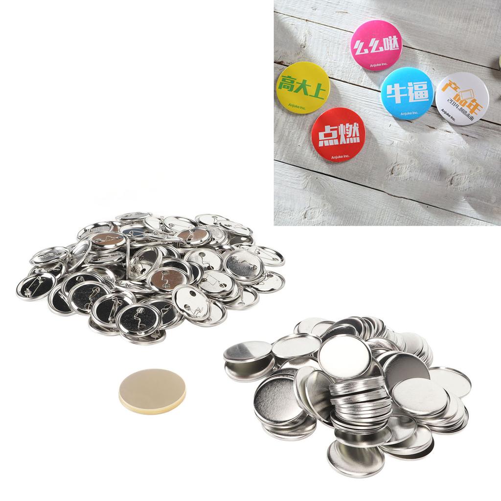100 Set Pin Back Button Parts Sturdy Metal Plastic Rustproof Smoothing Button Making Supplies for Badge  