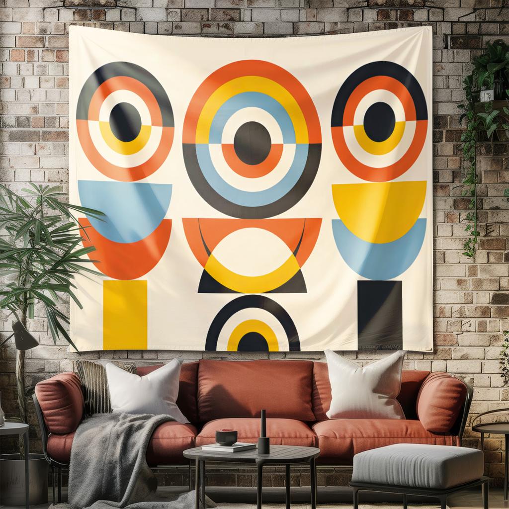 1Pc Bauhaus Abstract Printed Tapestry Living Room Background Wall Art Decoration Multi Size Space Pendant