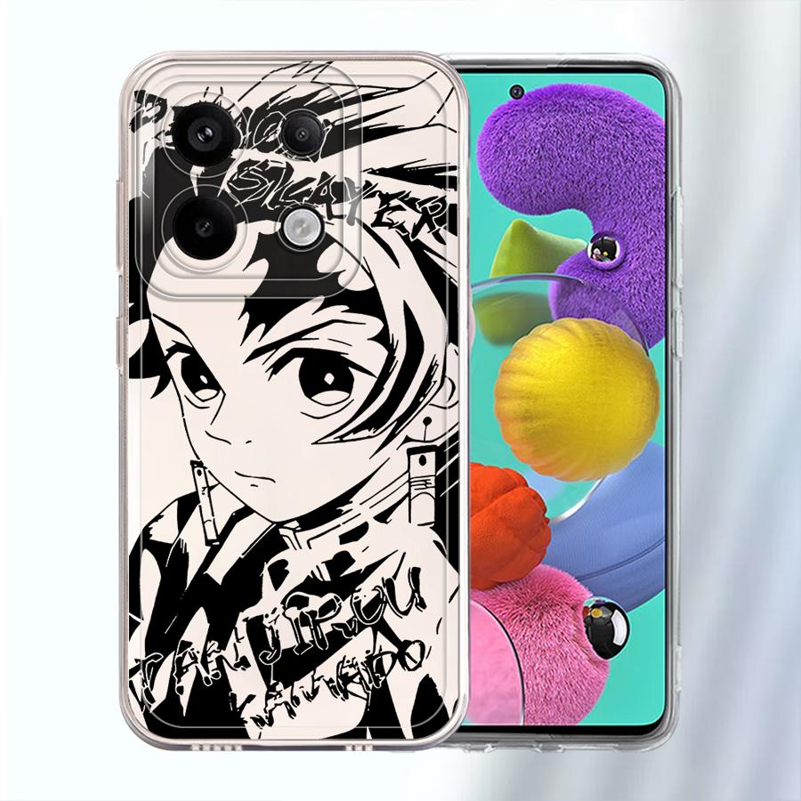

Чехол для телефона Xiaomi Redmi Note 14 Pro Plus 13C 10S A4 Note 13 12 11S 12S 11 14C 9 10 с принтом Аниме D-Demon S-Slayer, Мягкая накладка Redmi 14C 4G