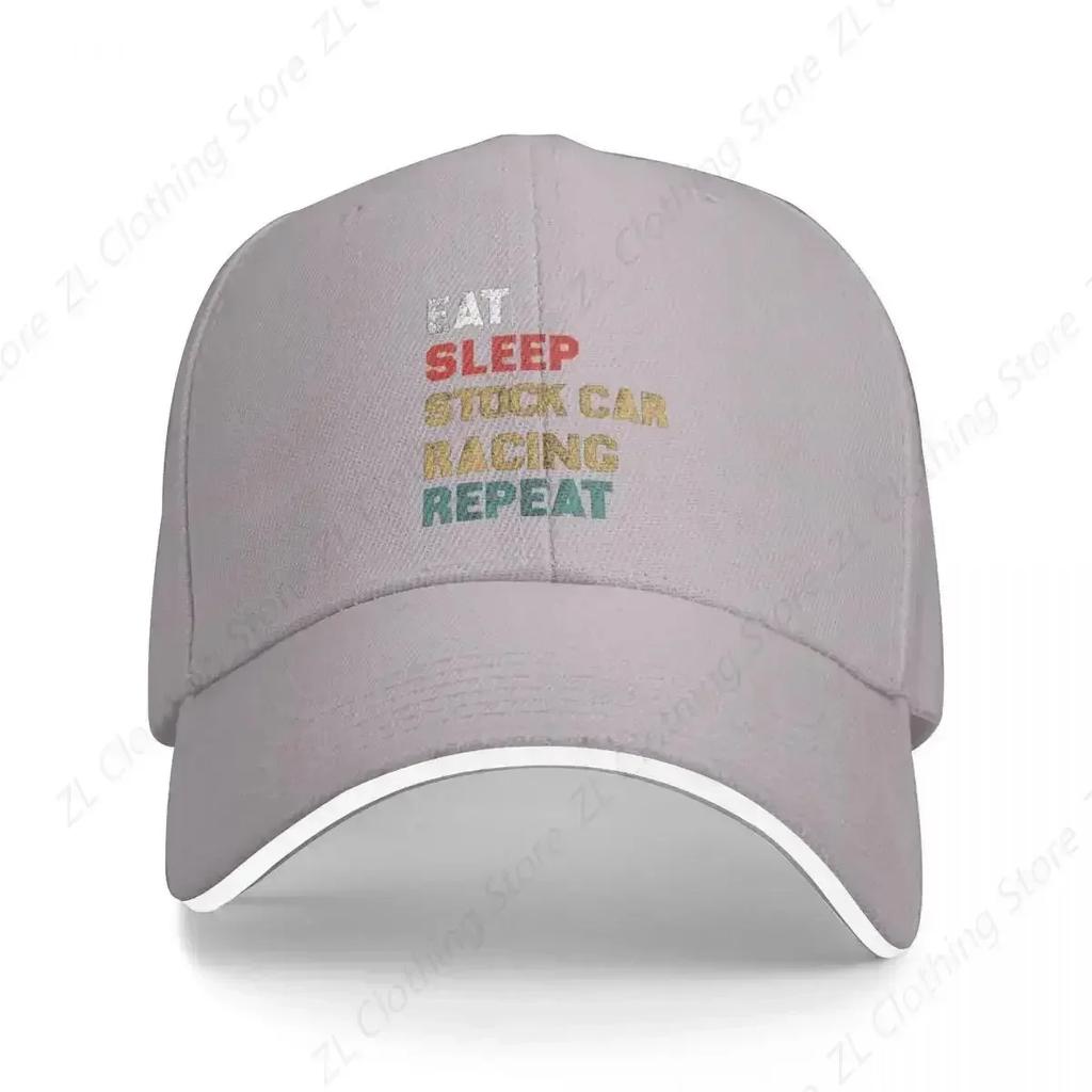 Eat Sleep Stock Car Racing Repeat Funny Player Gift Baseball Cap Fluffy Hat Sunhat Womens Beach Visor Unisexs