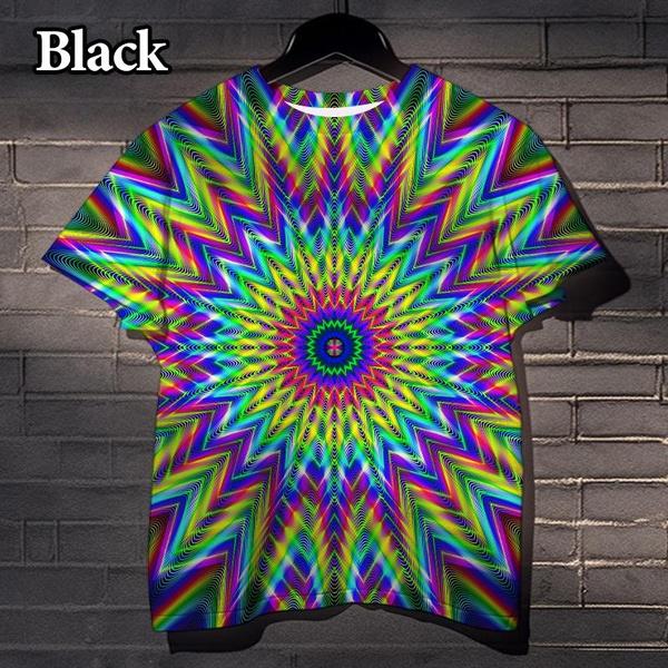 Dizzy Colorful Geometric Pattern 3D Printed Men's and Women's T-shirts Fun Street Fashion Hypnotic Short-sleeved Tops