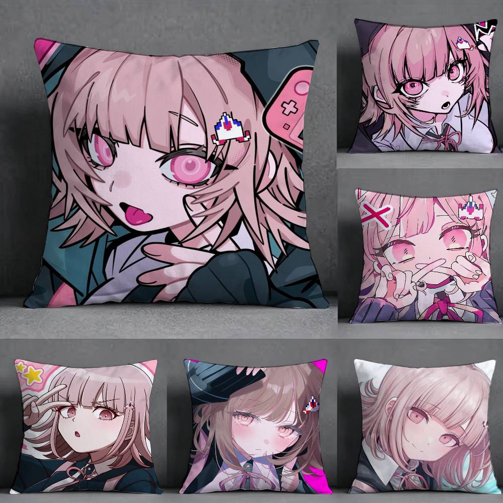 D-Danganronpa C-Chiaki N-Nanami Anime Pillow Case Square Double-Sided Sofa Cushion Cover Bedroom Bedside Pillow
