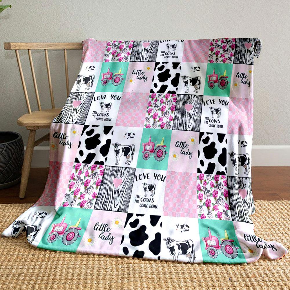 Cow Print Pink Farm Blanket bedroom Blanket for Livingroom Couch lunch break Soft throw for Friend s festival Gift 80cm x 120cm