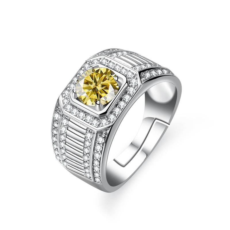 Men's S925 Ring 1 Carat D Color Moissanite Luxury Sterling Silver 925 Jewelry For Wedding Engagement Anniversary Gift