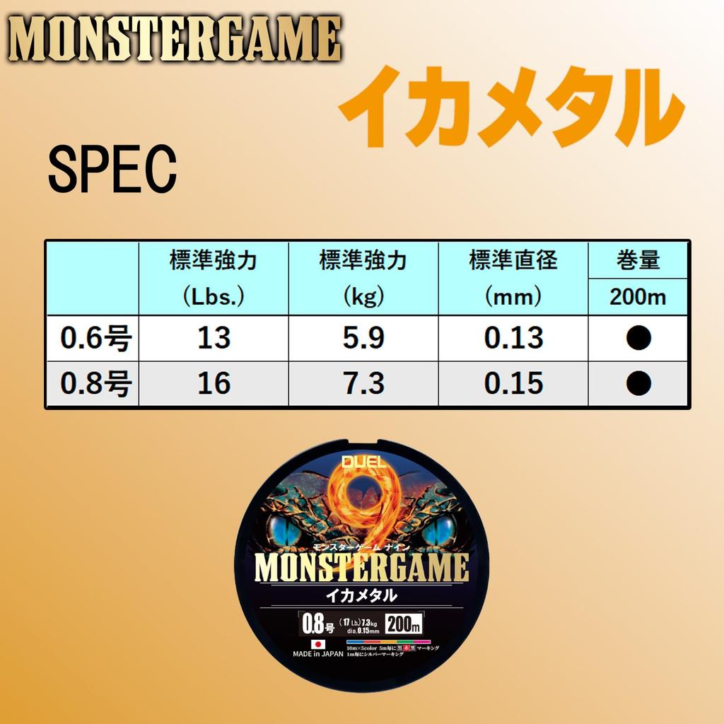 DUEL PE line Monster Game 9 for squid metal 9-strand fishing, 200m, 0.8