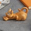 Miniature Kitten Gift for Friends Stretching Figurine, Resin Cat Statue, Cute Animal Ornament, Unique Lovers Compact Desktop Decoration Home