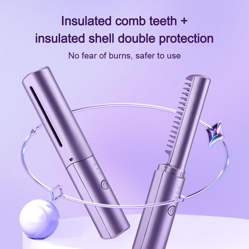 2-in-1 Elektrische Heiße Heizkamm Haarglätter Bügeleisen Glättbürste Schnelllade Nasse Trockene Anwendung Schnelles Haarstyling-Werkzeug
