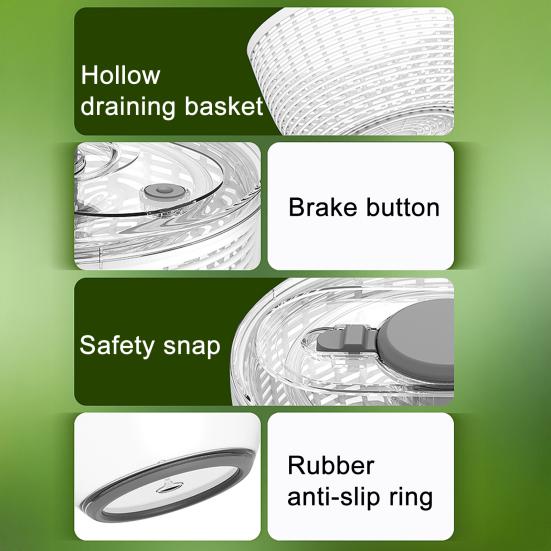 Salad Spinner 3.6/6L Large Capacity Vegetable Washer with Foldable Lid Transparent Salad Dryer Bowl Non-Slip Base One-Hand Operation Vegetable Spinner