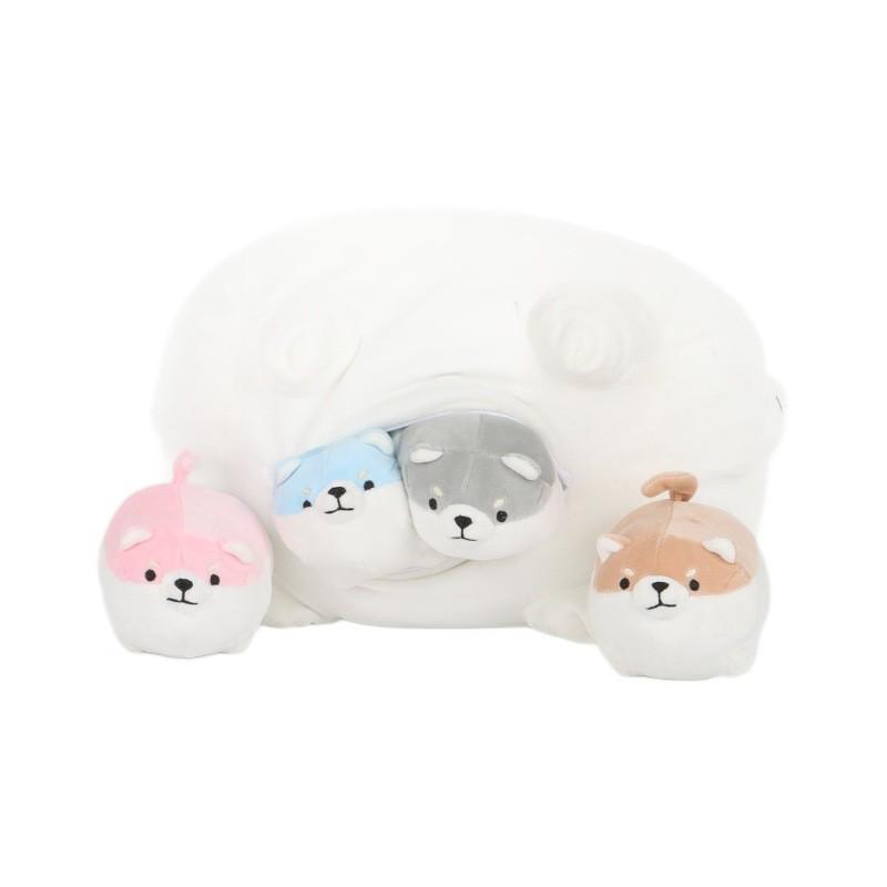 Kind Mutter Shiba Inu Panda Plüschtiere Mama und vier Babys Niedliche Mädchengeschenke