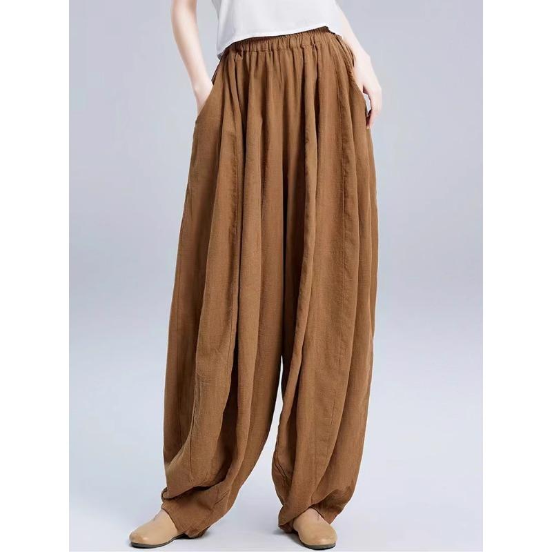 SuperAen Japan Style Literary Solid Color Simple Linen Long Pants Women's Spring New Loose Casual Oversize Pants