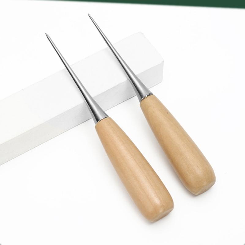 Solid Wood Handle Crafting Awl For Leatherwork Shoe Repair And DIY Applications