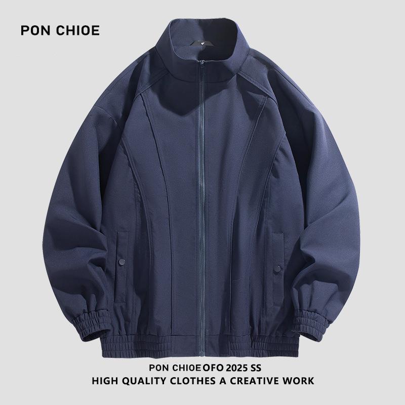 

Мужская куртка-бомбер в стиле ретро - Модная американская рабочая одежда, весенне-осенний воротник-стойка, повседневная одежда в парном стиле 3XL темно-синий