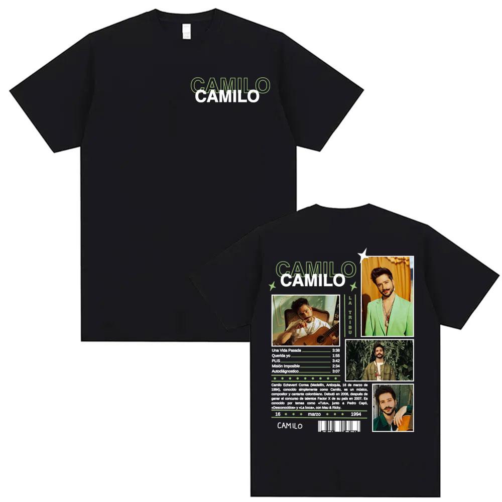 Singer Camilo 2025 Tour Graphic T Shirts Men's Clothing Harajuku Hip Hop Pop Music T Shirt Casual Summer Oversized T-shirts Tops