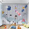 Animation Cartoon Astronaut Curtains for Children's Room, Window Decoration, Living Room, Study, Kitchen, Space, 2Pcs