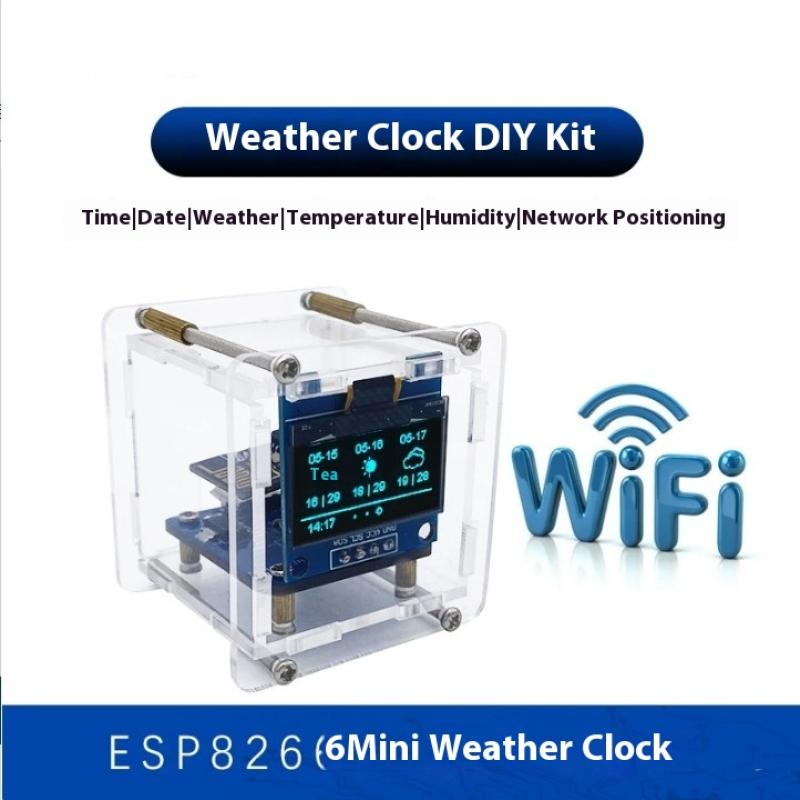 1 Set Wifi Digital Clock Esp8266 Mini Weather Clock Diy Soldering Kit Electronic Multifunctional Weather Station
