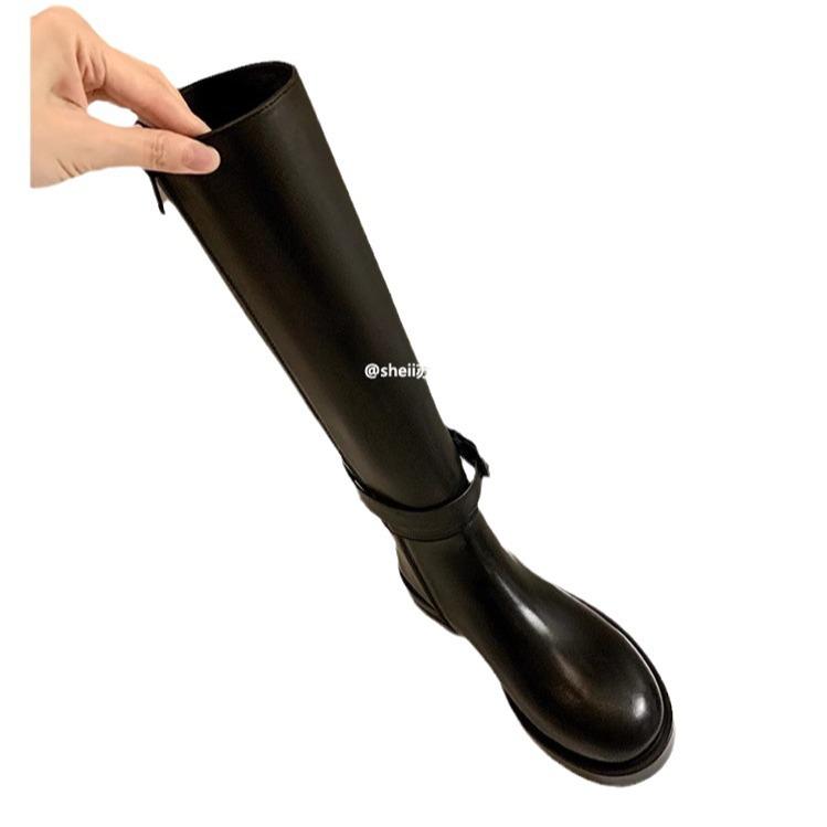 Removable two wear~ ANN buckle with thick sole medium and high boots women's knight boots leather short boots