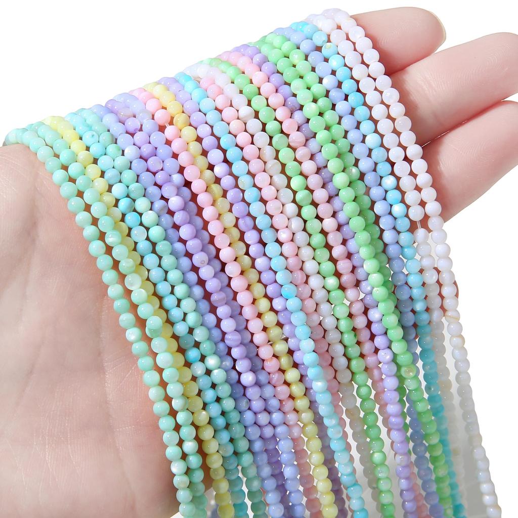 3mm Natur Süßwasser Shell Runde Perlen für Schmuck Machen DIY Armband Necalace Telefon Kette