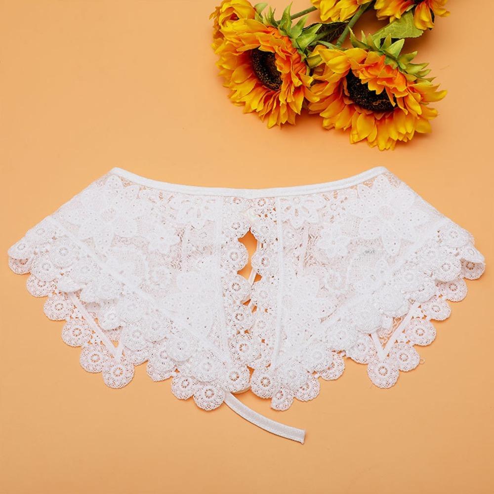 

Женский кружевной воротник с вышивкой из органзы, шаль на шнуровке, плащ, искусственные накладные воротники, платье, блузка, декор