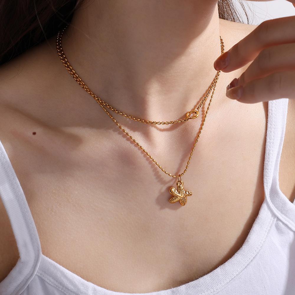 Stainless Steel Turtle Starfish Marine Life Pendant Plated Jewelry Accessories Diy Pendant Necklace