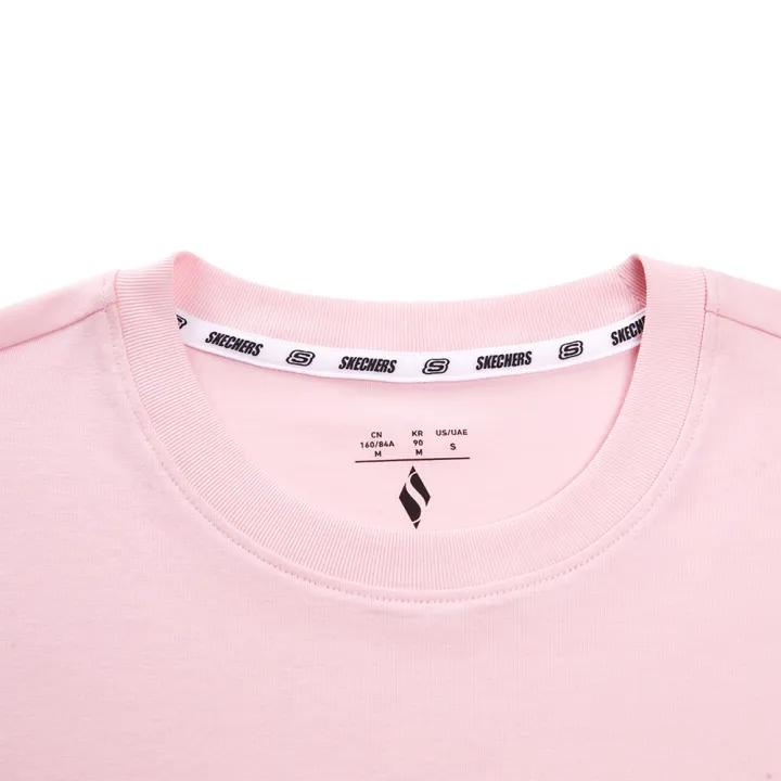 Skechers Logo Print Casual Round Neck Breathable Short Sleeve T-Shirt Women Tops Chalk-Pink L224W086-01SX