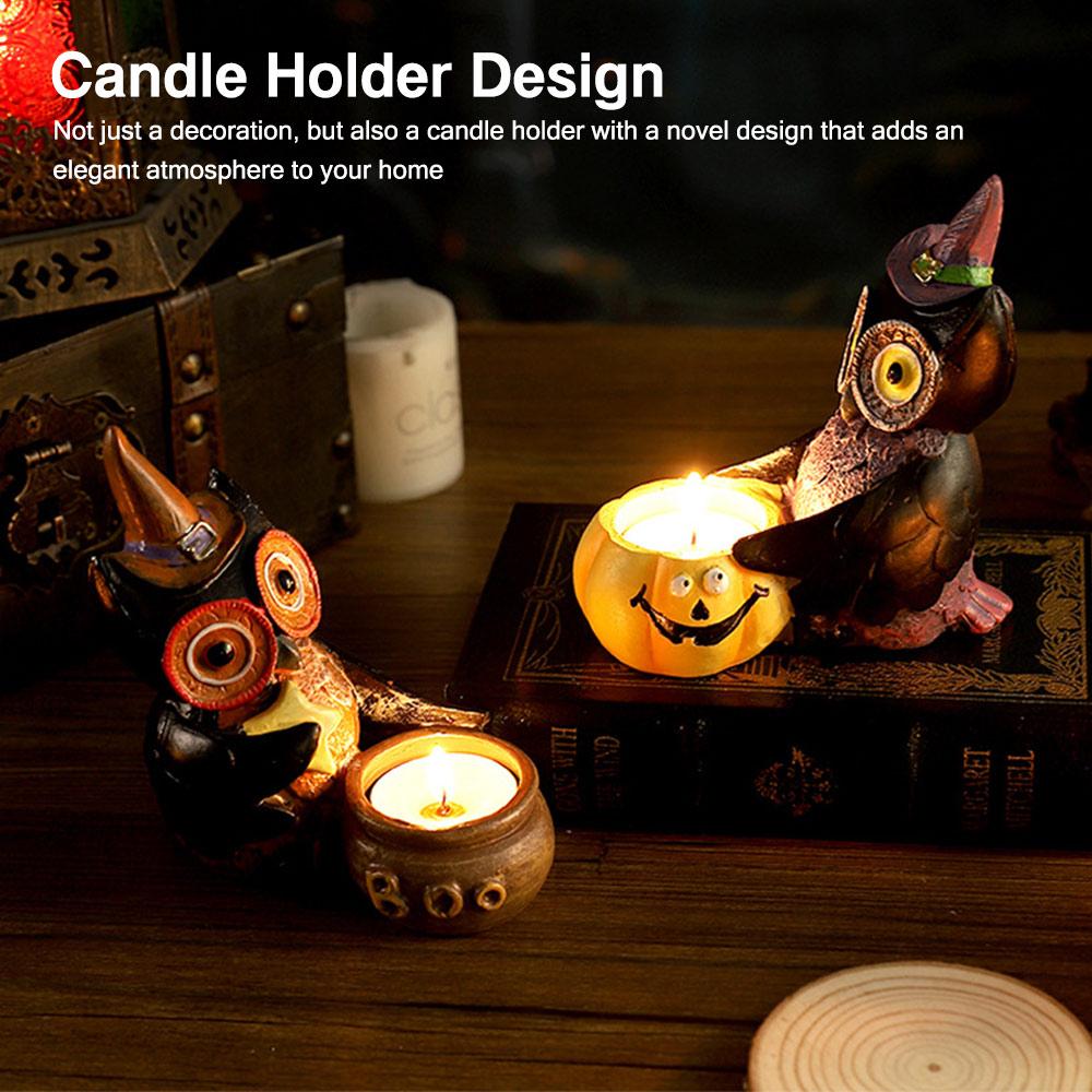 Ständer Tierfigur Eule Ornament Halloween Kerzenhalter Tischdekorationen