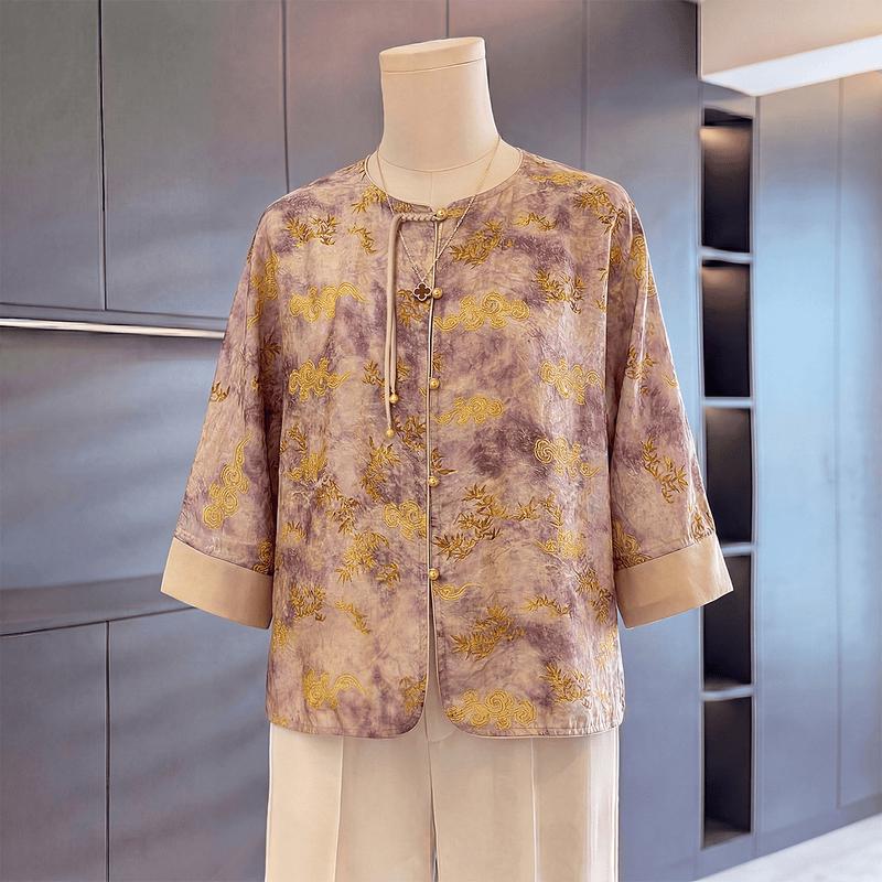 Yuzhaolin Women s New Chinese Style Embroidered T-Shirt 3XL